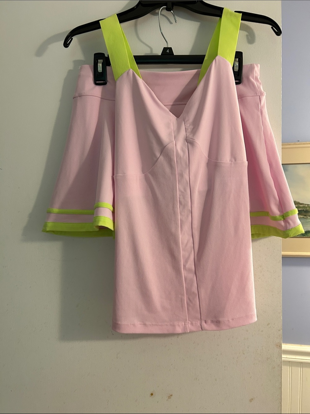 Original Penguin Light Pink Tee and skort with Neon Lime Trim size Med